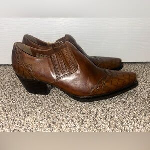 Earth Spirit Cowboy Ankle Bootie Womens‎ 7 Brown Leather Upper Slip On Cheyenne